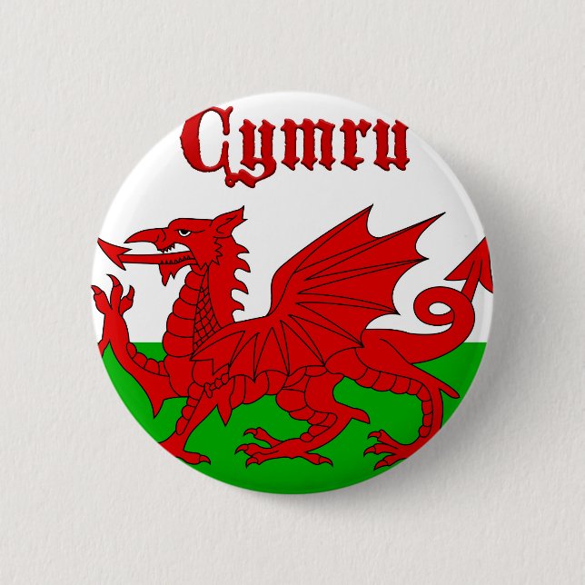 Welsh Flagga Cymru Knapp (Framsida)