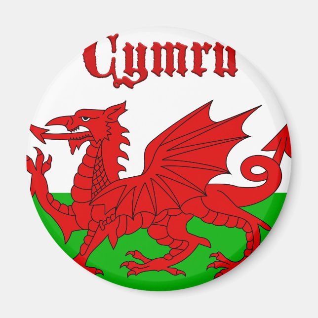 Welsh Flagga Cymru Magnet (Framsidan)
