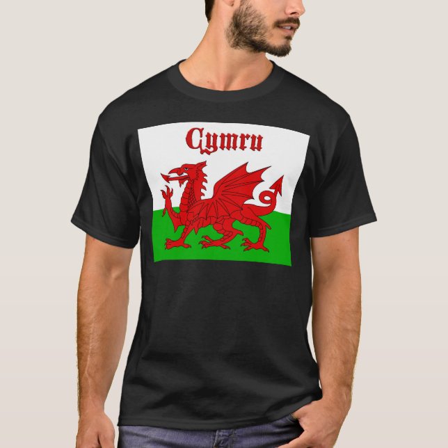 Welsh Flagga Cymru T Shirt (Framsida)