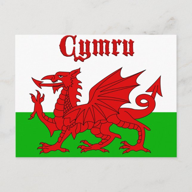 Welsh Flagga Cymru Vykort (Framsida)