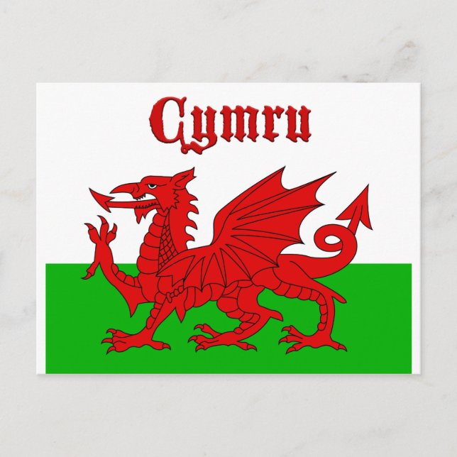 Welsh Flagga Cymru Vykort (Framsida)
