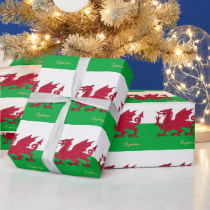Welsh Flagga, Dragon & Wales gifts Cymru /sportfan Presentpapper