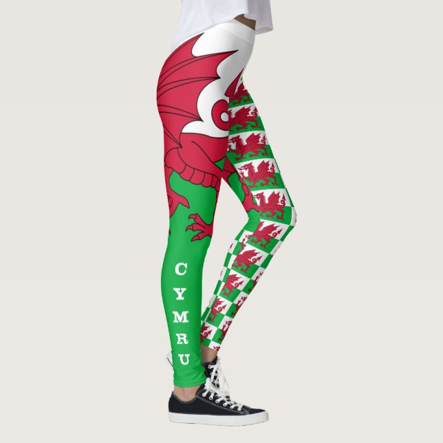 Welsh Flagga, Dragon & Wales mode patriots/sport Leggings (Höger)