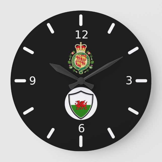 Welsh flagga-emblem stor klocka (Framsida)