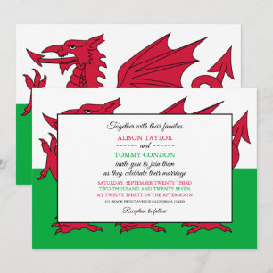 Welsh Flagga, Flagga of Wales Bröllop Inbjudningar
