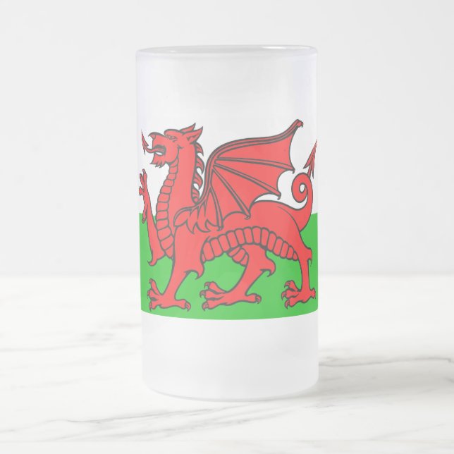 Welsh flagga frostat ölglas (Center)