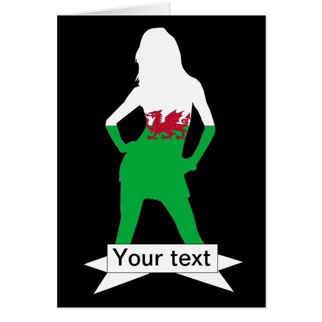 Welsh flagga hälsningskort (Framsidan)