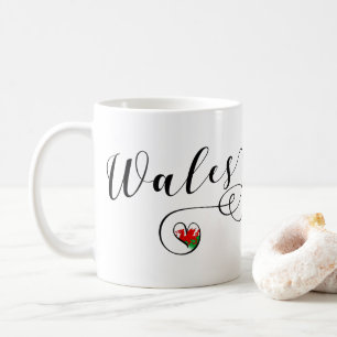 Welsh Flagga in Heart, Wales Kaffemugg