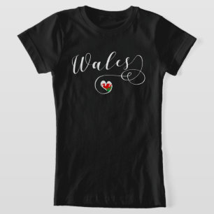 Welsh Flagga in Heart, Wales T-Shirt