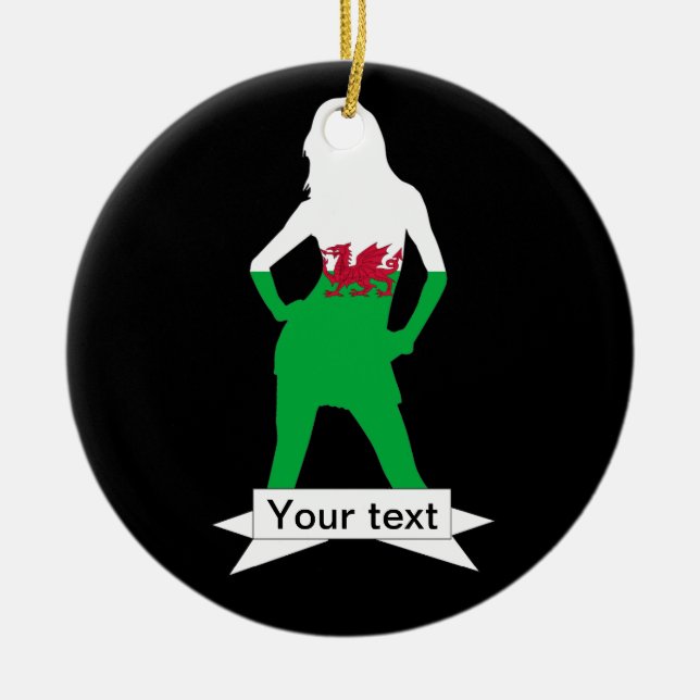 Welsh flagga julgransprydnad keramik (Framsidan)