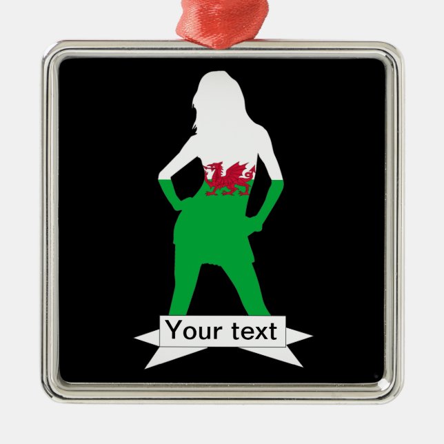 Welsh flagga julgransprydnad metall (Framsidan)