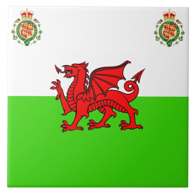 Welsh flagga kakelplatta (Framsidan)
