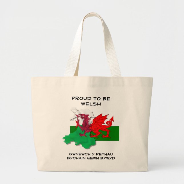Welsh Flagga of Wales PROUD TO BE WELSH Jumbo Tygkasse (Framsidan)