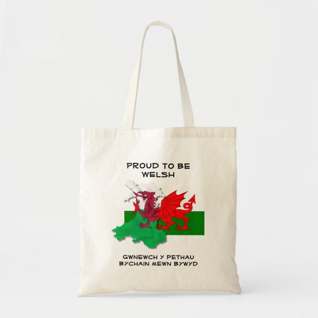 Welsh Flagga of Wales PROUD TO BE WELSH Tygkasse (Framsidan)