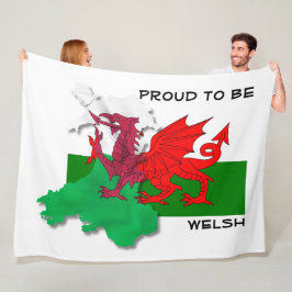 Welsh FLAGGA of WALES Red Dragon Fleecefilt