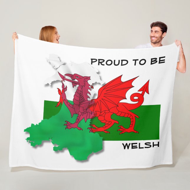 Welsh FLAGGA of WALES Red Dragon Fleecefilt (På plats)
