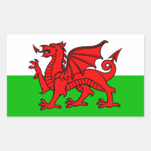 Welsh flagga rektangulärt klistermärke