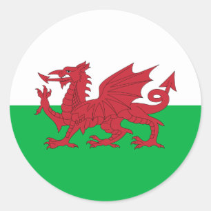 Welsh Flagga Runt Klistermärke