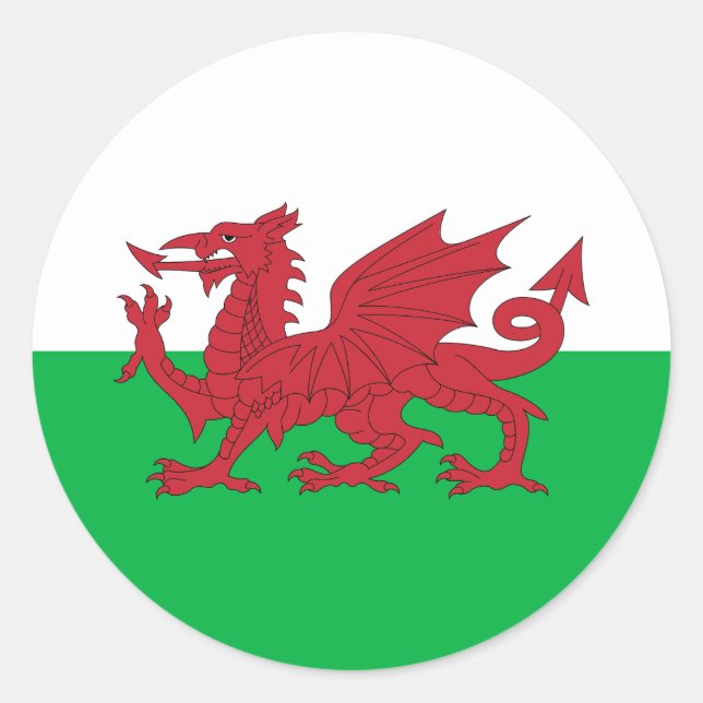 Welsh Flagga Runt Klistermärke (Framsida)