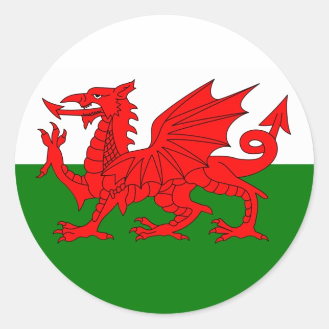 Welsh Flagga Sticker Runt Klistermärke (Framsida)