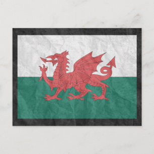Welsh Flagga Vykort