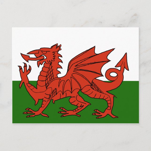Welsh Flagga Vykort (Framsida)