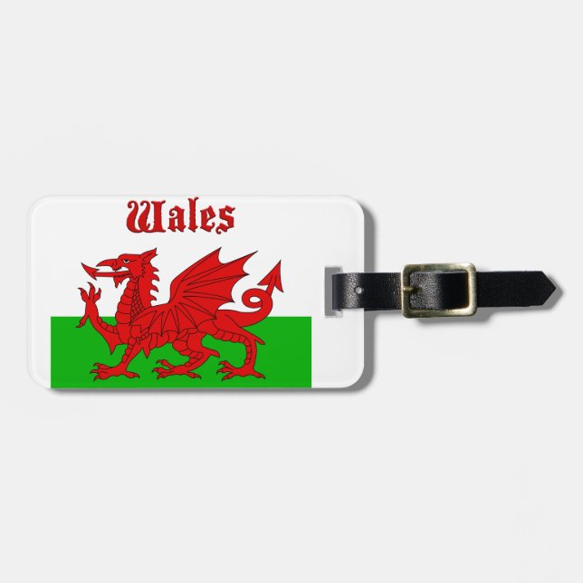 Welsh Flagga Wales Bagagebricka (Horisontell Framsida)
