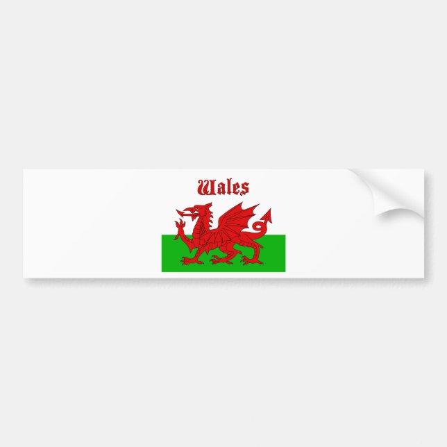Welsh Flagga Wales Bildekal (Framsidan)