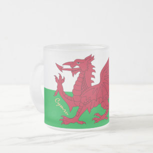 Welsh Flagga & Wales, Cymru patriot/sport Frostad Glasmugg