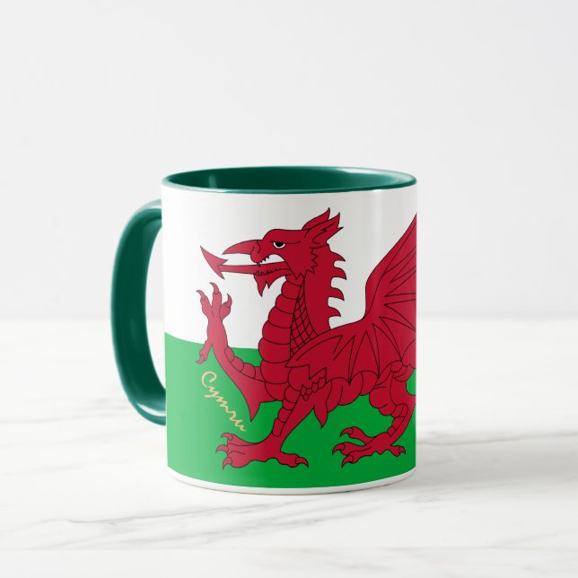 Welsh Flagga & Wales, Cymru patriot/sport Mugg (Framsida vänster)