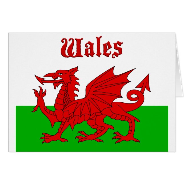 Welsh Flagga Wales Hälsningskort (Framsidan Horizontal)