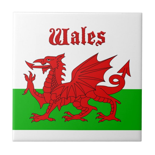 Welsh Flagga Wales Kakelplatta (Framsidan)