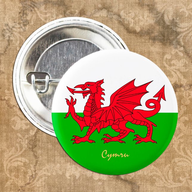 Welsh Flagga & Wales mode patriot, sport/cymru Knapp (Skapare uppladdad)