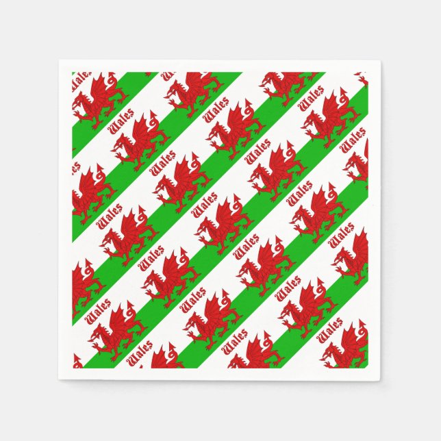 Welsh Flagga Wales Pappersservett (Framsidan)