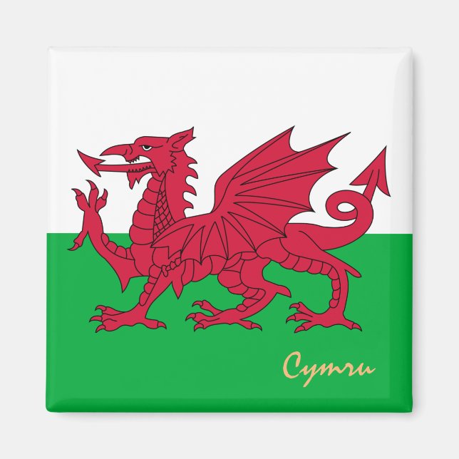 Welsh Flagga & Wales, resa, helgdag, sport/cymru Magnet (Framsidan)