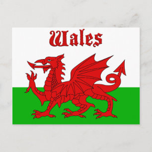 Welsh Flagga Wales Vykort