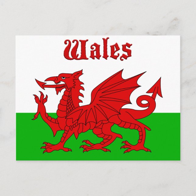 Welsh Flagga Wales Vykort (Framsida)