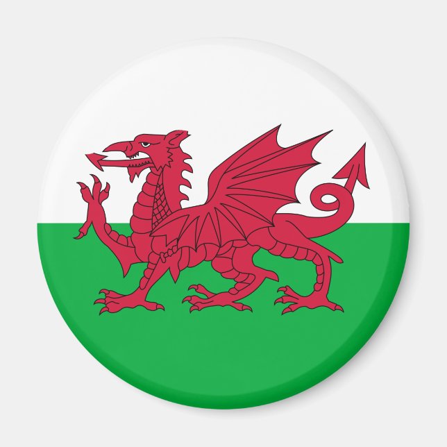 Welsh Flagga (Wales) (Welsh Dragon) Magnet (Framsidan)