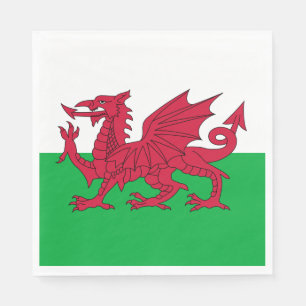 Welsh Flagga (Wales) (Welsh Dragon) Pappersservett