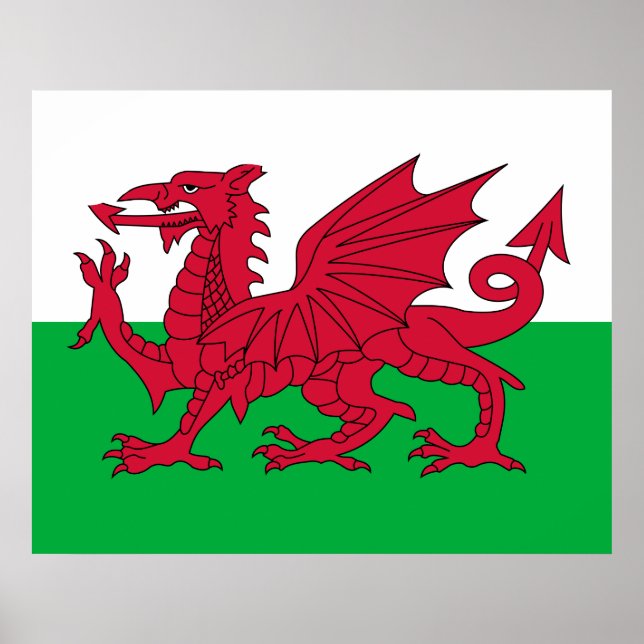 Welsh Flagga (Wales) (Welsh Dragon) Poster (Framsidan)