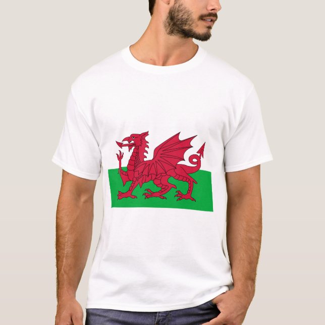 Welsh Flagga (Wales) (Welsh Dragon) T Shirt (Framsida)