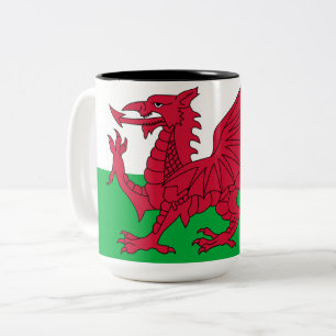 Welsh Flagga (Wales) (Welsh Dragon) Två-Tonad Mugg