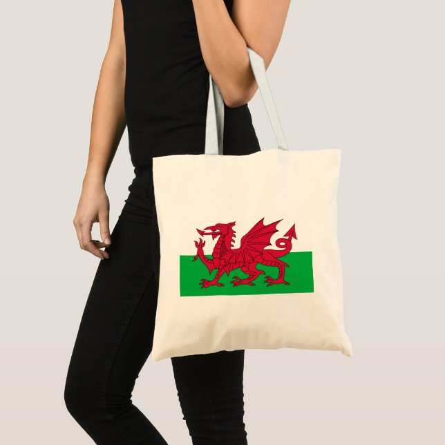Welsh Flagga (Wales) (Welsh Dragon) Tygkasse (Framsida (produkt))