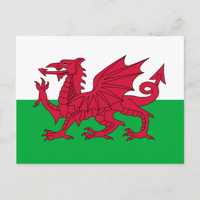 Welsh Flagga (Wales) (Welsh Dragon) Vykort (Framsida)
