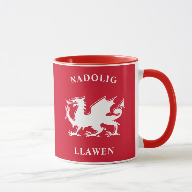 Welsh God jul Simple Celtic Nadolig Llawen Mugg (Höger)