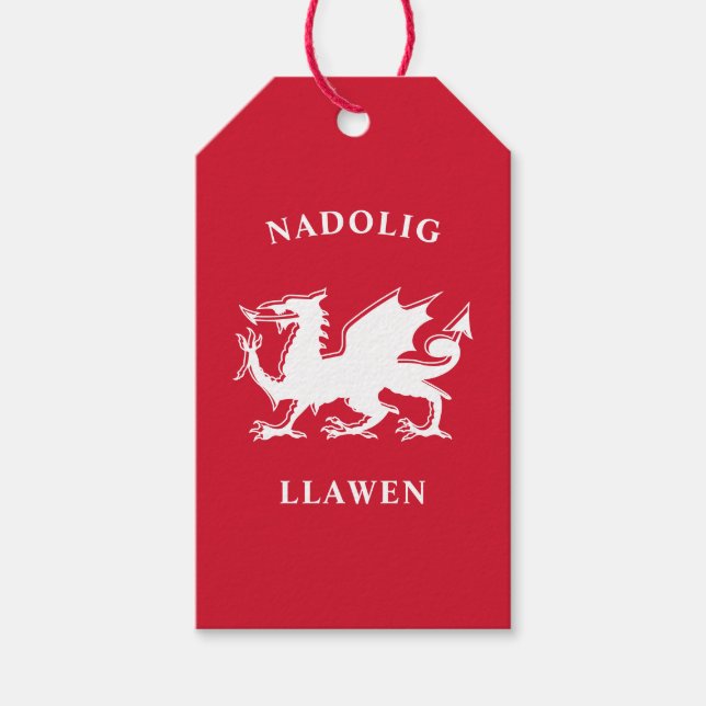 Welsh God jul Simple Celtic Nadolig Llawen Presentetikett (Framsidan)