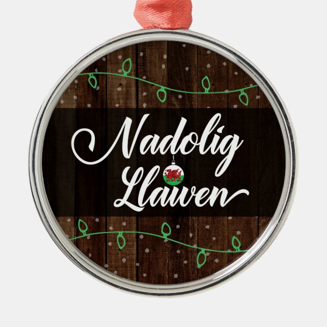 Welsh God jul, Wales, Nadolig Llawen Julgransprydnad Metall (Framsidan)