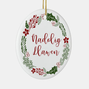 Welsh God jul Wandean, Nadolig Llawen Julgransprydnad Keramik