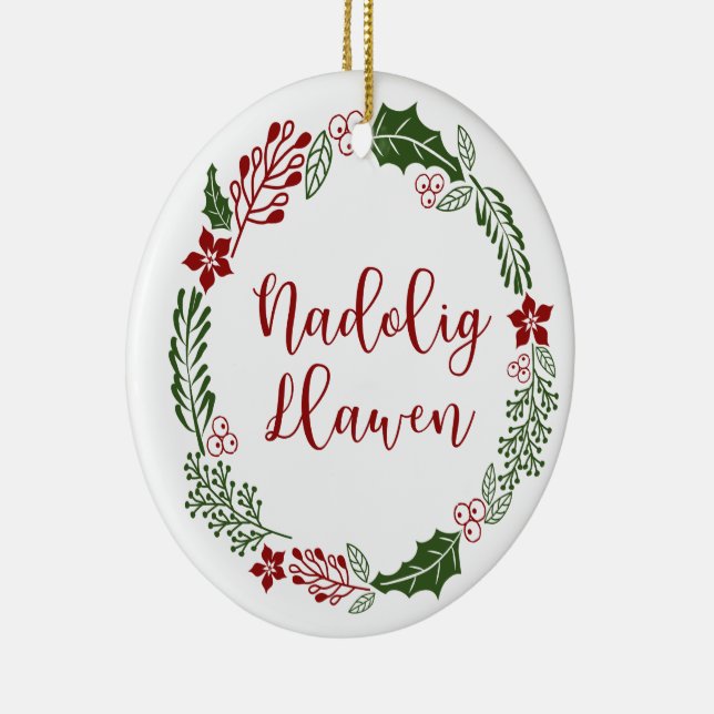 Welsh God jul Wandean, Nadolig Llawen Julgransprydnad Keramik (Höger)