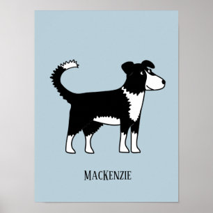 Welsh Gräns Collie Sheep Hund Anpassningsbar Text Poster